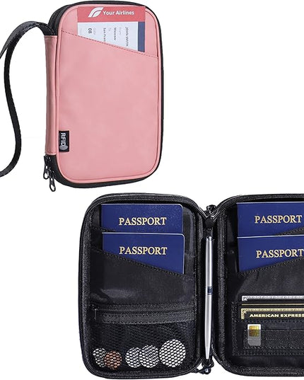family passport holder for 4 pink multiple passport bag passport wallet for travel passport cover rfid blocking for women waterproof wallet with zipper passport case for men