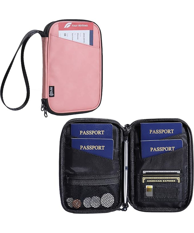 family passport holder for 4 pink multiple passport bag passport wallet for travel passport cover rfid blocking for women waterproof wallet with zipper passport case for men