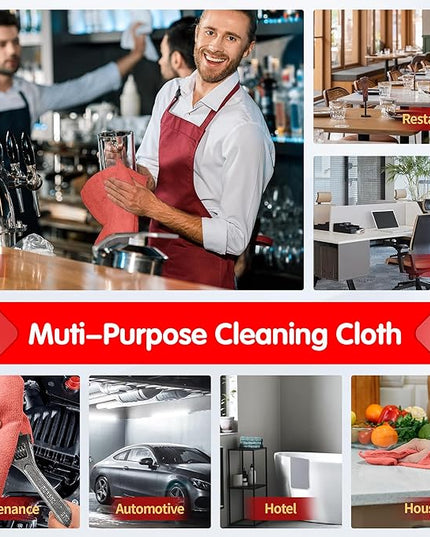 FIXSMITH Red Microfiber Cleaning Cloth -Pack of 8, Highly Absorbent Cleaning Rags, 16"X12" All Purpose Cleaning Towels for Housekeeping, Kitchen, Car, Lint Free and Reusable Microfiber Towels
