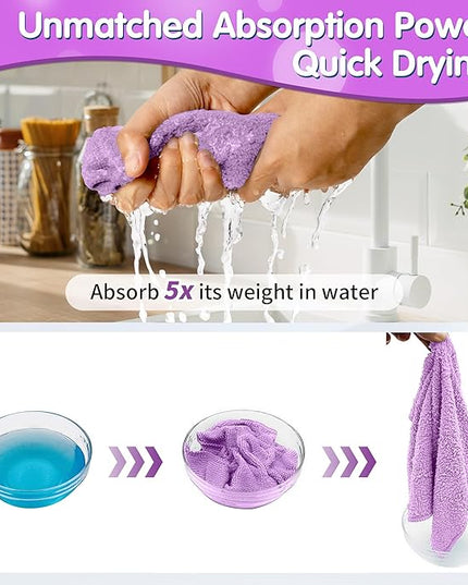 FIXSMITH Purple Microfiber Cleaning Cloth -Pack of 8, Highly Absorbent Cleaning Rags, 16"X12" All Purpose Cleaning Towels for Housekeeping, Kitchen, Car, Lint Free and Reusable Microfiber Towels