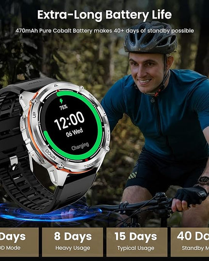 KOSPET Tank T3 Ultra 2 Smart Watch GPS for Men, 5ATM Waterproof, Pressure&Altitude&Compass, Extra-Large Battery, Full Metal Body Rugged Military Smartwatch Bluetooth Calling-1.43” AMOLED Display