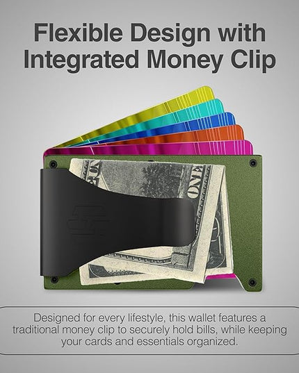Hayvenhurst Wallet For Men - Reinvented Design Men's Wallet - Slim, Minimalistic & Seamless, Blocks RFID Scanners with a Money Clip (Matte Olive) | Reinvented Design, Slim, Minimalistic, Seamless, Blocks RFID Scanners, with a Money Clip