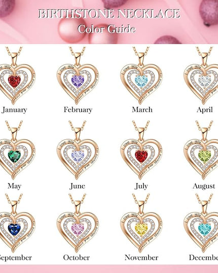 REDBEE Necklaces for Women Birthstone Heart Necklace Jewelry for Wife Girlfriend Woman Necklace