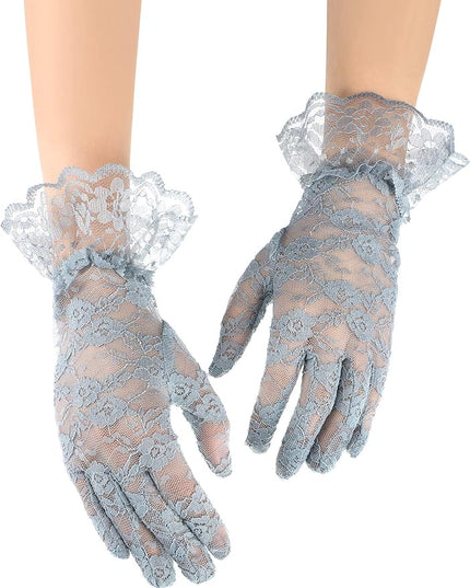 SATINIOR Ladies Lace Gloves for Women Tea Party Elegant Short Courtesy Gloves for Wedding Dinner Opera Parties