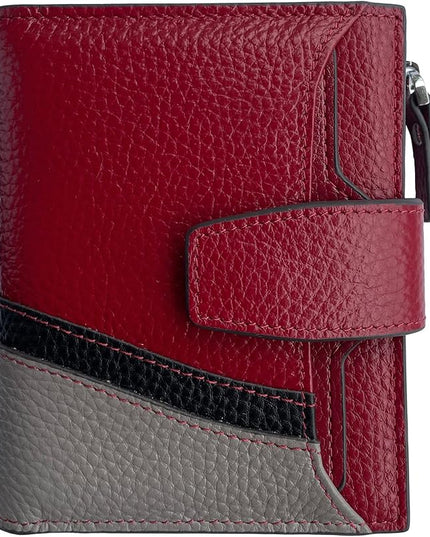 AINIMOER Women's RFID Blocking Leather Small Compact Bi-fold Zipper Pocket Wallet Card Case Purse with id Window
