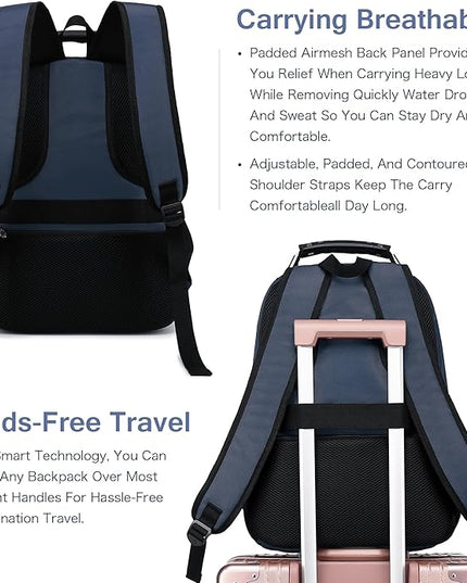 Boavan Laptop Backpack for men, 15.6 inch Laptop Bag with USB Port, Waterproof Travel Work Backpack Purse, Anti-Theft Teacher Nurse Doctor Casual Bookbags Office Business backpack，Classic Navy