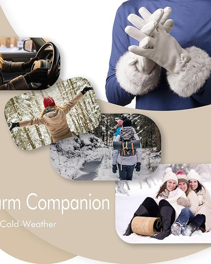 Vagasi Women Touch Screen Gloves, Fleece Lined Winter Gloves for Ladies, Thermal Suede Gloves Fur Cuff for Girls Gifts