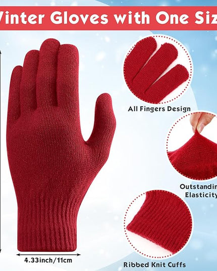 Chicingyou Winter Hats and Gloves Beanies Set Bulk Adults Women Men Unisex Knit Beanie Thermal Gloves for Homeless Gifts
