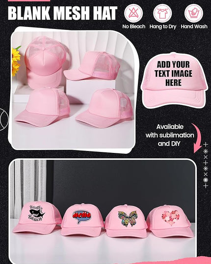10 Pcs Sublimation Blank Trucker Hats Bulk Mesh Baseball Cap Polyester Mesh Trucker Hat for Men and Women