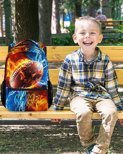 Backpack for Kids Boy Custom Football Bookbag for School Elementary Middle Primary, Personalized Student School Supplies