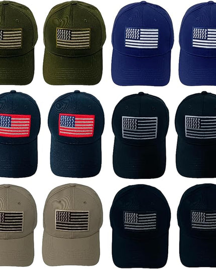 Roytrense Embroidered American Flag Unisex Baseball Cap (100% Cotton)