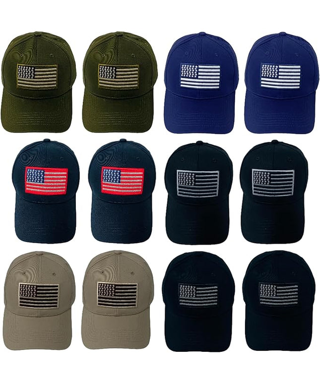 Roytrense Embroidered American Flag Unisex Baseball Cap (100% Cotton)
