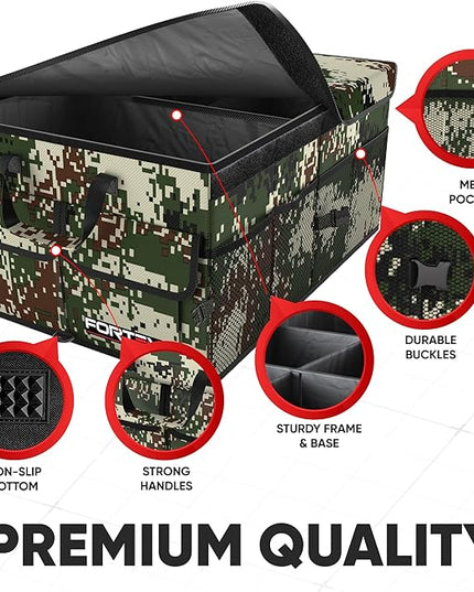 FORTEM Trunk Organizer For SUV Car Trunk Organizer, Foldable Storage, Car Accessories for Women Men, Collapsible Bag, Perfect Christmas Gifts, 600D Oxford, Non Slip Bottom, Straps, Soft Cover (65L)