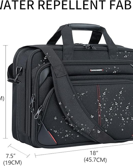 KROSER Laptop Bag 17.3 Inch Premium Laptop Briefcase, Expandable Water Repellent Laptop Shoulder Messenger Bag Durable Computer Case for Business/Travel/Men/Women (Black/Red)