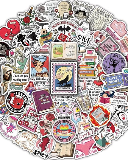 MiStar Smutty Book Stickers for Kindle Adult, 64 PCS, Bookish Spicy Romance Smut Stickers for Kindle Case, iPad, eBook Reader, Matte Waterproof Decorating Booktok Accessories Gifts for Book Lovers