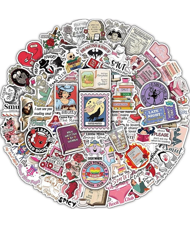 MiStar Smutty Book Stickers for Kindle Adult, 64 PCS, Bookish Spicy Romance Smut Stickers for Kindle Case, iPad, eBook Reader, Matte Waterproof Decorating Booktok Accessories Gifts for Book Lovers