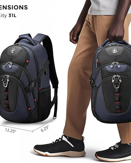 Swissdigital Design Travel Backpack for Men with Apple Find My, Laptop Backpack with USB Charging Port, RFID Protection, Add-A-Bag System - Travel Backpack for Men-Finder Color Random | SD803BT013-12
