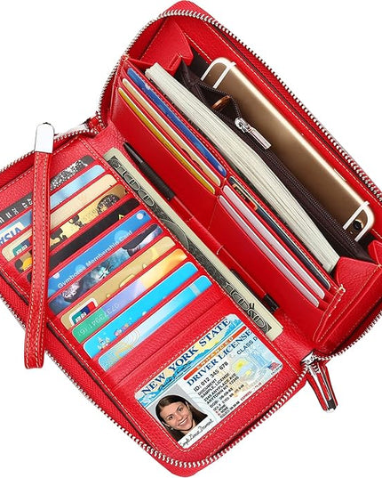 Lavemi Small Compact Women Wallet RFID Blocking Genuine Leather Bifold Purse with ID Windows