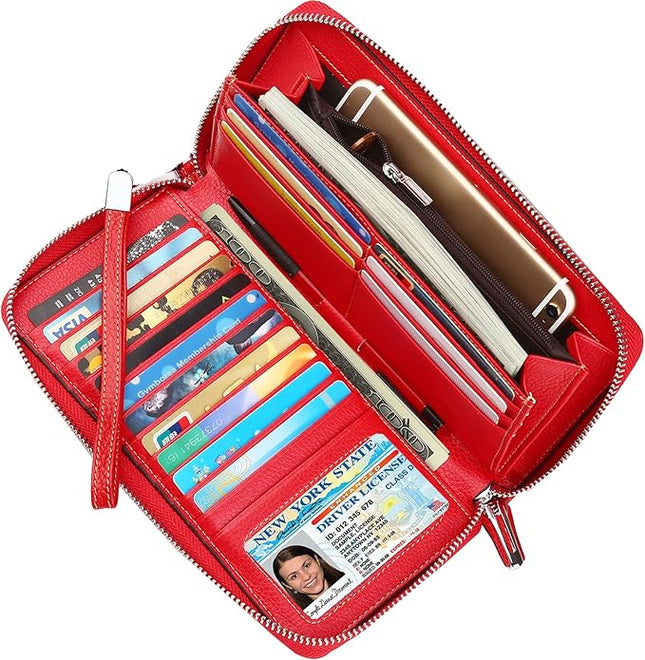 Lavemi Small Compact Women Wallet RFID Blocking Genuine Leather Bifold Purse with ID Windows