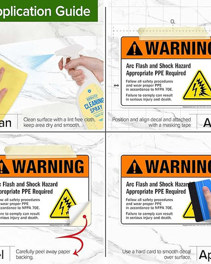 Warning Arc Flash And Shock Hazard Appropriate PPE Required Sign, 10x7 Inches, 4 Mil Vinyl Decal Stickers Weather Resistant, Made in USA by My Sign Center