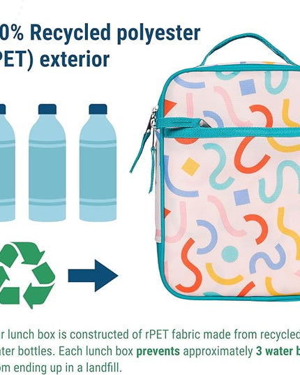 Wildkin ECO rPET Insulated Original Lunch Bag – Durable, Stylish, Ideal for School & Travel - Confetti Peach