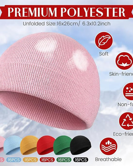 Tarpop 96 Pack Beanies Unisex Bulk for Men Women, Winter Beanie Hats Packs Knit Hat Warm Skull Cap Homeless