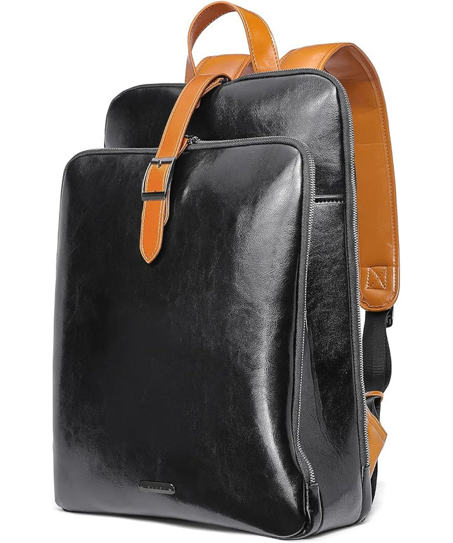 CLUCI Leather Backpack for Women, 15.6 inch Laptop Bag, Large Genuine Work Backpack Travel Back
