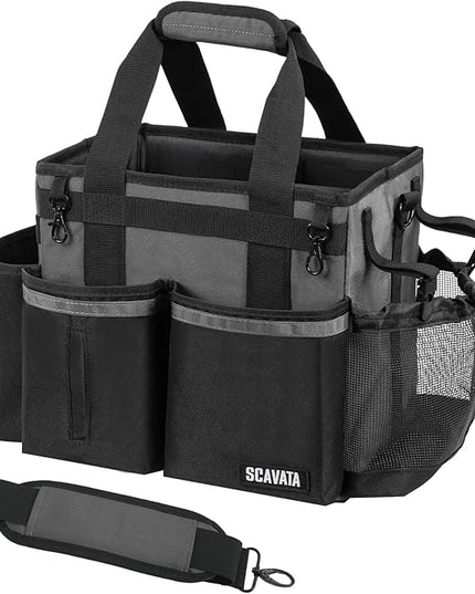 Compact Wearable Cleaning Caddy, Small Cleaning Caddy Supplies Organizer with Handle & Shoulder Straps for Housekeepers, Under Sink & Car Cleaning Tool Organizers Bag (DarkGrey)