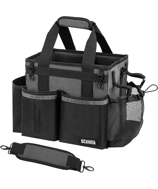 Compact Wearable Cleaning Caddy, Small Cleaning Caddy Supplies Organizer with Handle & Shoulder Straps for Housekeepers, Under Sink & Car Cleaning Tool Organizers Bag (DarkGrey)