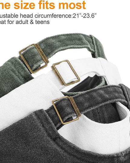 MEINICY 3 Packs Washed-Cotton Plain Baseball Cap, Vintage Adjustable Dad Hats Gift for Men/Women,Unstructured