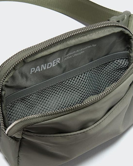 Pander Everywhere Belt Bag for Women, 5 Zipper Pockets Nylon Crossbody Fanny Pack Purse (Grey Sage).
