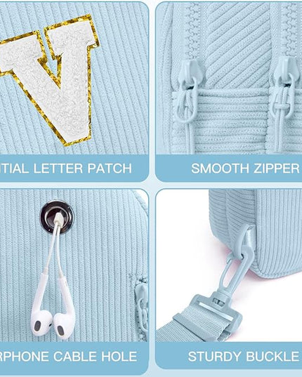 Viverte Small Corduroy Sling Bag Initial Crossbody Bag Fanny Pack for Girls Personalized Birthday Gifts for Teen Girls Gifts