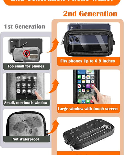takyu Clip and Go Strap for Phone with Wallet Crossbody, 4-in-1 Adjustable Phone Lanyard with Detachable Wallet Wristlet Strap, Convertible Crossbody Bags with ID Window for Women Travel, Black