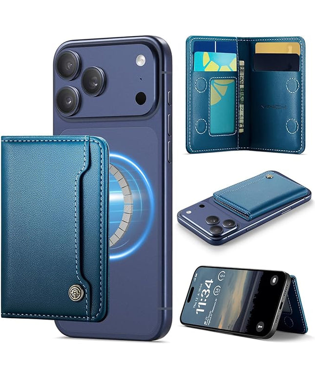 Vinich for MagSafe Wallet Magnetic RFID Blocking Card Holder Compatible with MagSafe Phones and Cases, Strong Magnet Minimalist Phone Wallet for iPhone 17/16/15/14/13/12/ Pro/Max/Plus, Blue