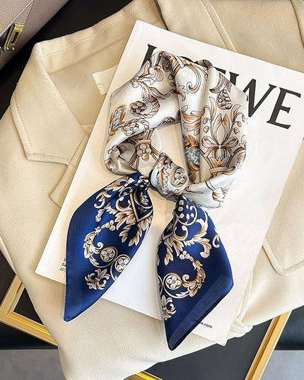 MINIDORA Satin Scarves for Women 27.5 × 27.5 inches Medium Square Elegant Silk Feeling Head Scarf
