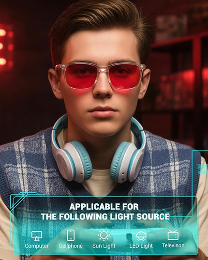 TIJN Blue Light Glasses for Men Women - Red Light Glasses for Computer Gaming - Dual AR Coating Lens - Screen Fatigue & UV Protection