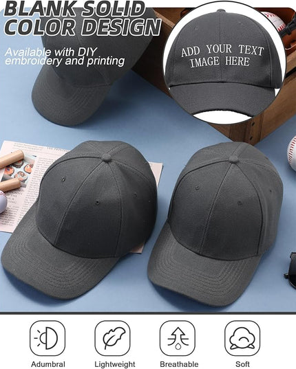 Handepo 24 Pcs Blank Baseball Cap Adjustable Back Strap Plain Blank Camouflage Hat Unisex Baseball Cap for Trucker Men Women