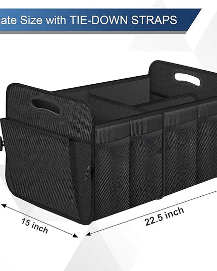 Femuar Car Trunk Organizer, Trunk Storage Organizer with 72L Large Capacity Waterproof Collapsible and 11 Pockets, Trunk Organizer for Suv/Jeep/Sedan, Large Size, Black