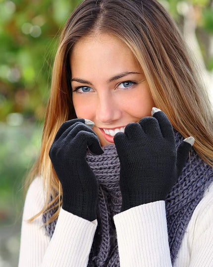 Pangda 12 Pairs Winter Touch Screen Gloves for Men Women Stretch Knitted Texting Gloves Warm Windproof Solid Color Mittens