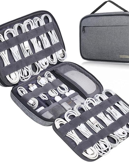 Lacdo Cord Organizer Travel, Cable Organizer Bag Case, Portable Electronics Organizer travel Case, 6 Layer Large Capacity Charging Cords Storage organizer for Cables, SD Card, Travel Essentials, Gray