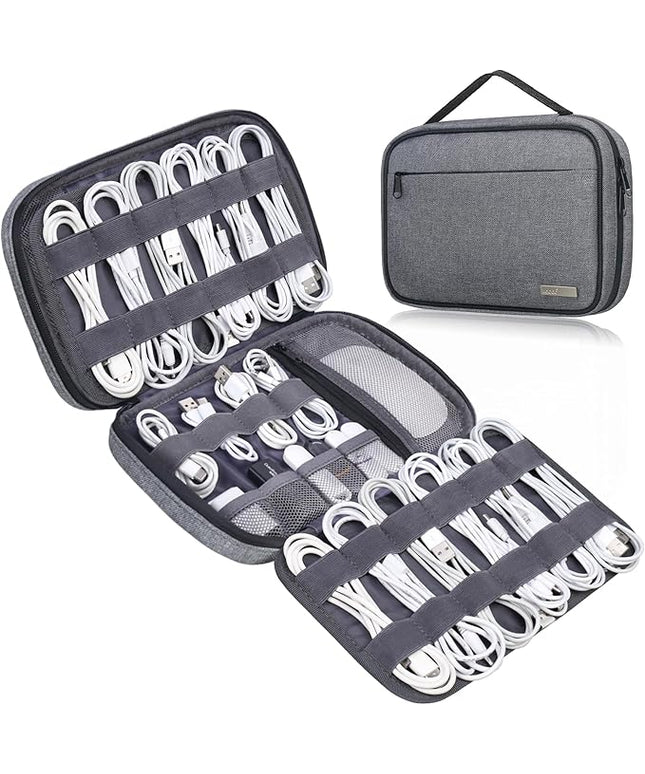 Lacdo Cord Organizer Travel, Cable Organizer Bag Case, Portable Electronics Organizer travel Case, 6 Layer Large Capacity Charging Cords Storage organizer for Cables, SD Card, Travel Essentials, Gray