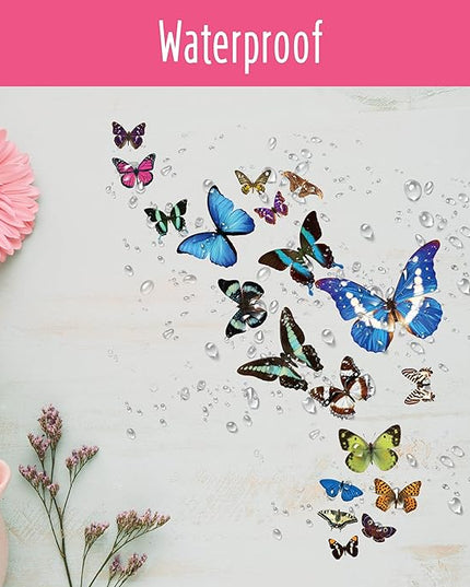 400+ PCS Realistic Butterfly Stickers, Self-Adhesive PVC Vintage Butterfly Stickers for Scrapbook, Laptop, Journal, DIY Project, Window, Envelope Spring Themed Party Decors