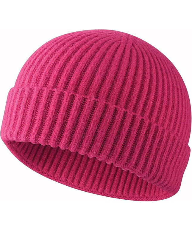 ROYBENS Swag Wool Knit Cuff Short Fisherman Beanie for Men Women, Winter Warm Hats