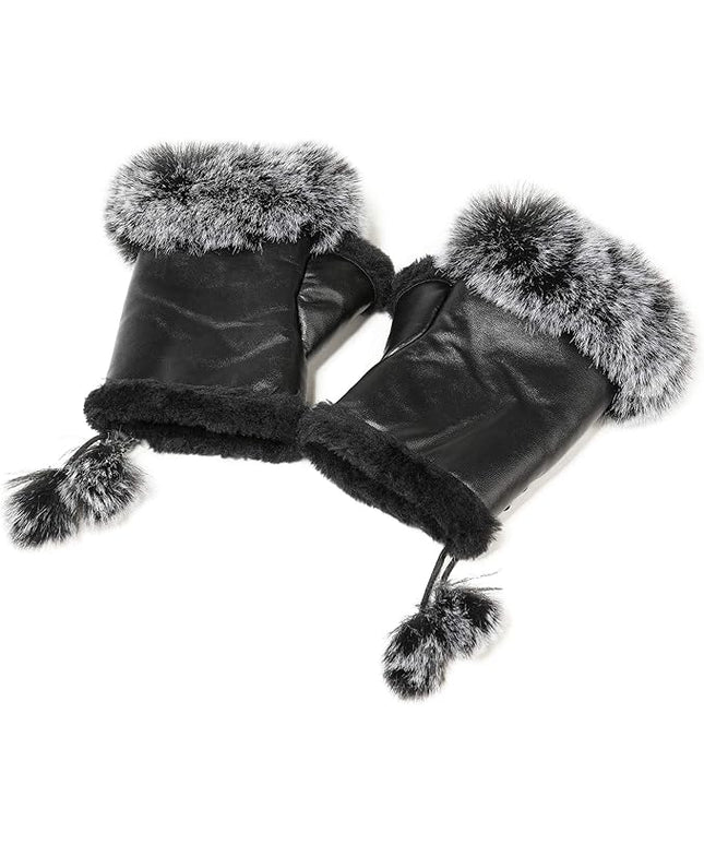 Cute Winter Gloves - Fuzzy Furry Faux Fur Lined, Warm Hands Warmer for Women