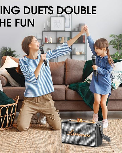 Karaoke Machine for Adults,2 Wireless Microphones for Karaoke Speaker, Portable Microphone and Speaker Support Four-Channel Microphone Expansion for Home Party,Picnic,Car,Indoor/Vintage Gifts