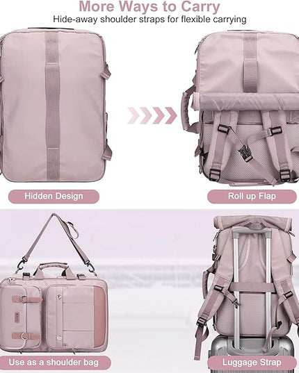 PIJUSHI Travel Backpack for Women Carry on Luggage Backpack Convertible Large Laptop Duffel Bag for Airplanes(PE049 Ashen Purple)