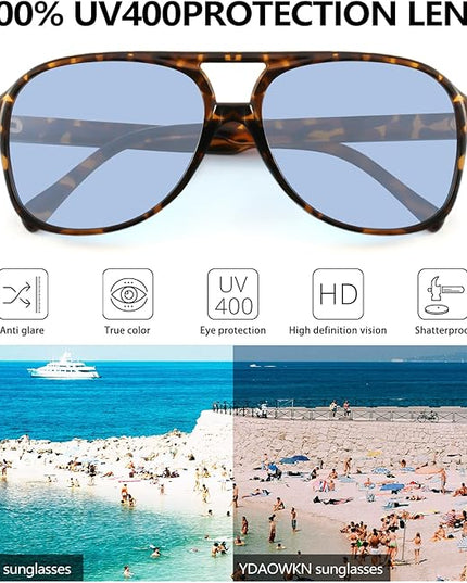 YDAOWKN Retro Aviator Sunglasses for Women Mens Large Frame Classic Vintage 70s Sun Glasses Aviators