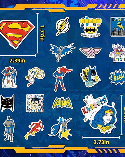 Superhero Stickers for Boys– 50PCS Cartoon Stickers for Kids, Teens, Adults – Sticker Waterproof for Laptop, Water Bottle, Phone, Skateboard, Scrapbook, Party Favors, Gifts