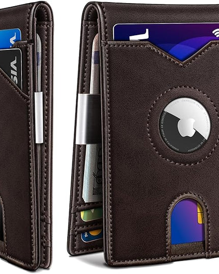 miyozi Airtag Wallet for Men,with Money Clip 11 Cards Slim Front Pocket Leather RFID Blocking Wallet with Gift Box