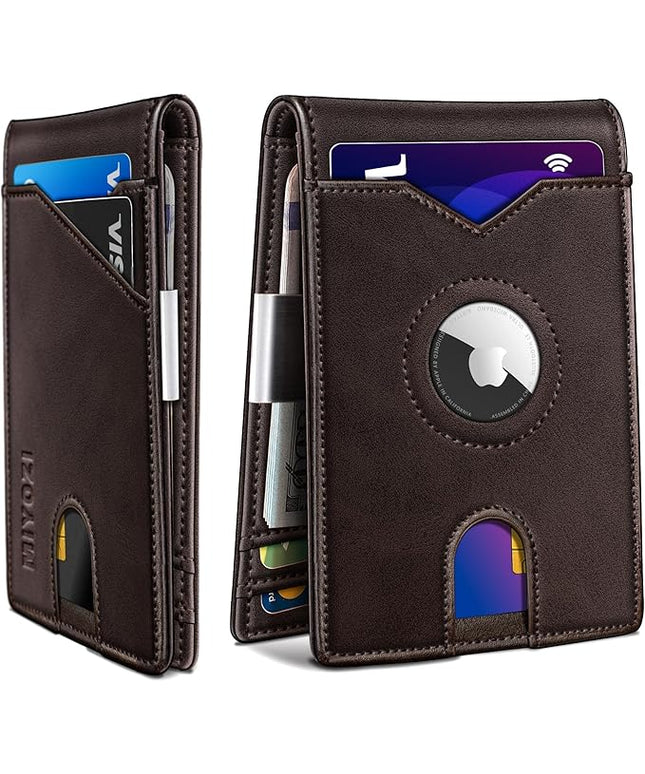 miyozi Airtag Wallet for Men,with Money Clip 11 Cards Slim Front Pocket Leather RFID Blocking Wallet with Gift Box